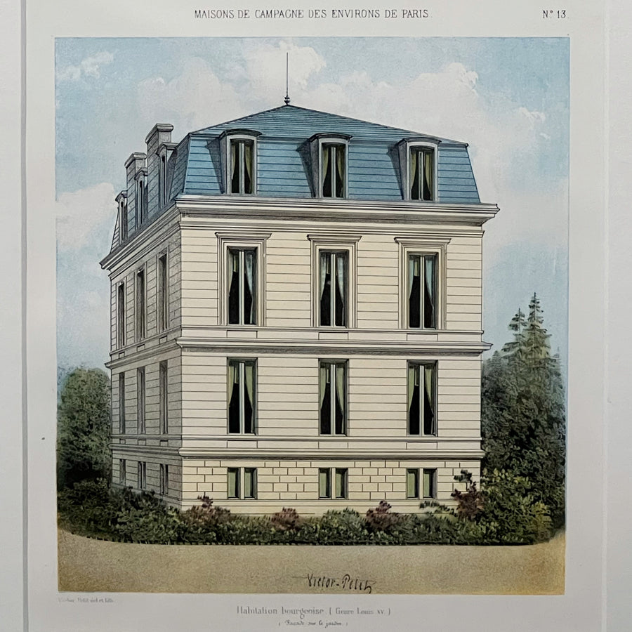 19th Century French Chateau Chromolithographs Framed 5