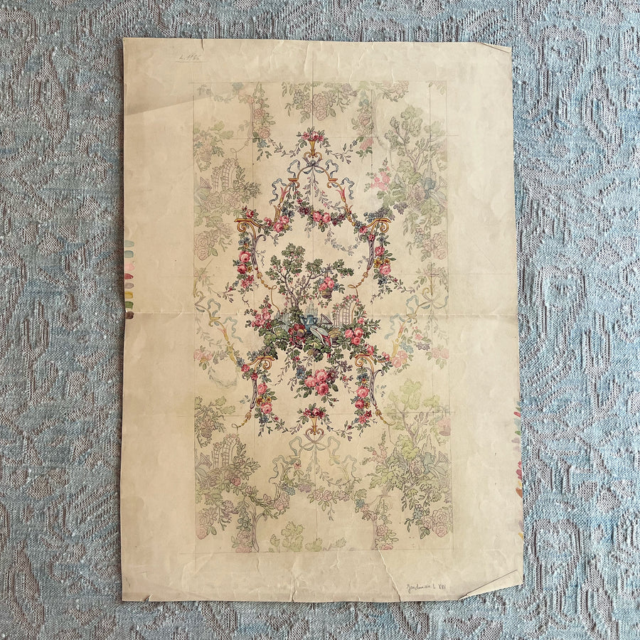 Original 19th Century French Wallpaper Design Paintings 1