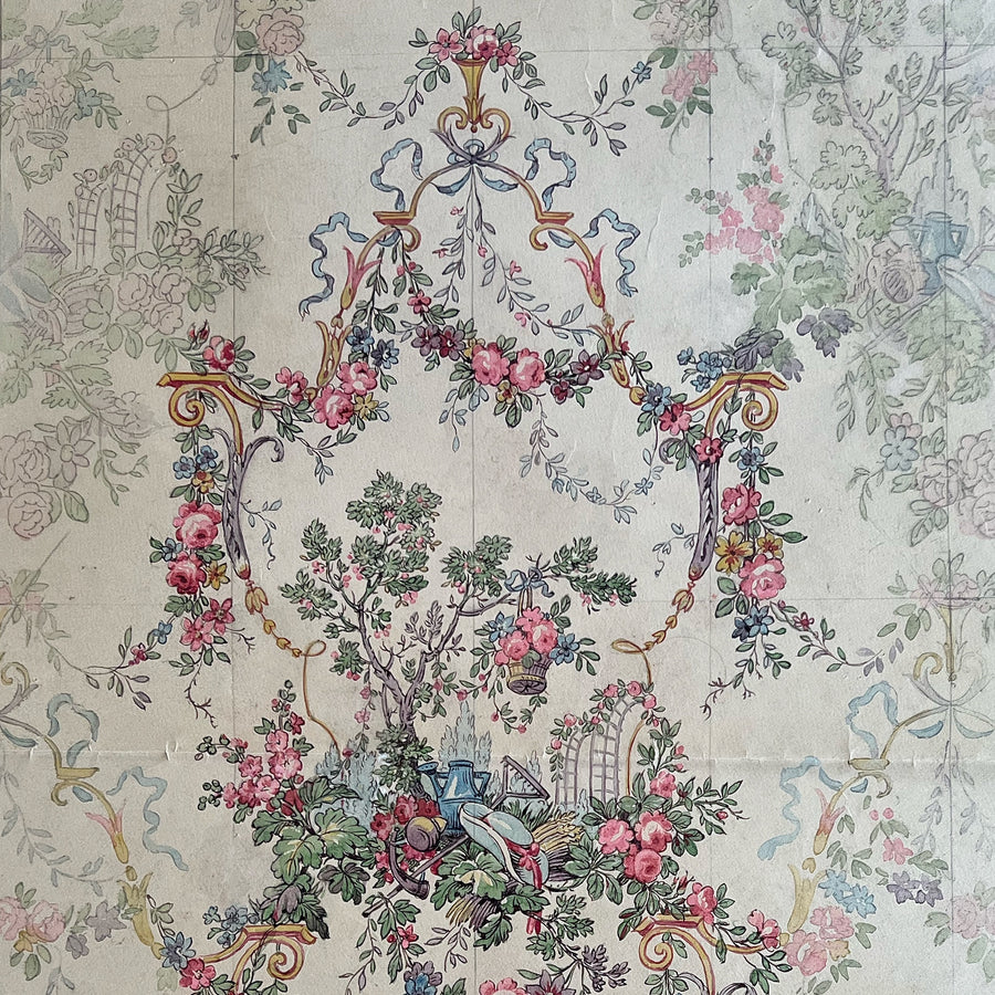 Original 19th Century French Wallpaper Design Paintings 1