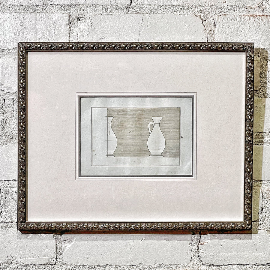 18th C. Classical Urns Framed 1